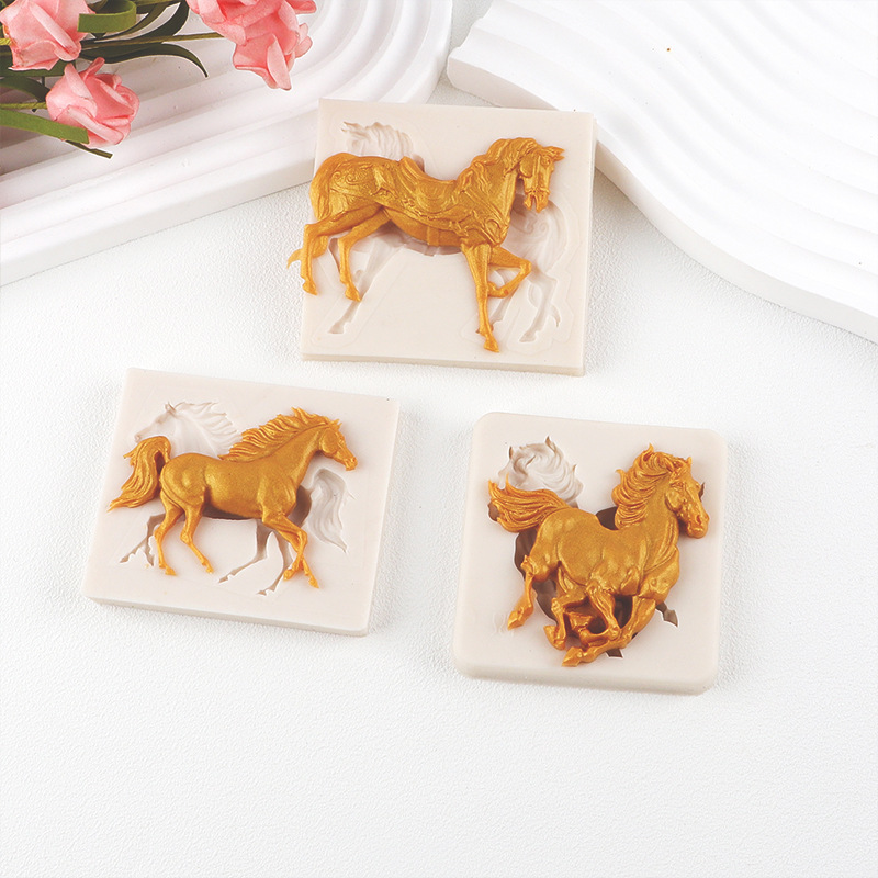 Horse de guerra molde de silicona silla de montar molde de chocolate pastel de arcilla ultra ligera para hornear