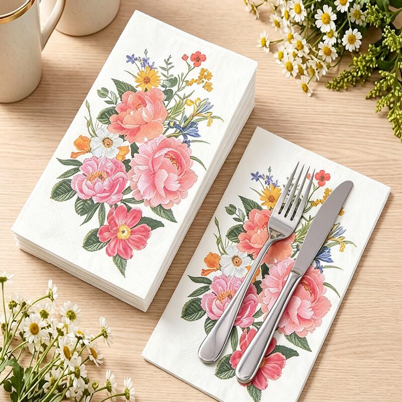 Cross-Border Three-Layer Thickened Beautiful Floral Colored Napkins Wedding Printed Paper Napkins Restaurant Home Dining Placemats Wholesale Cross-Border Three-Layer Thickened Beautiful Floral Colored Napkins Wedding Printed Paper Napkins Restaurant Home Dining Placemats Wholesale