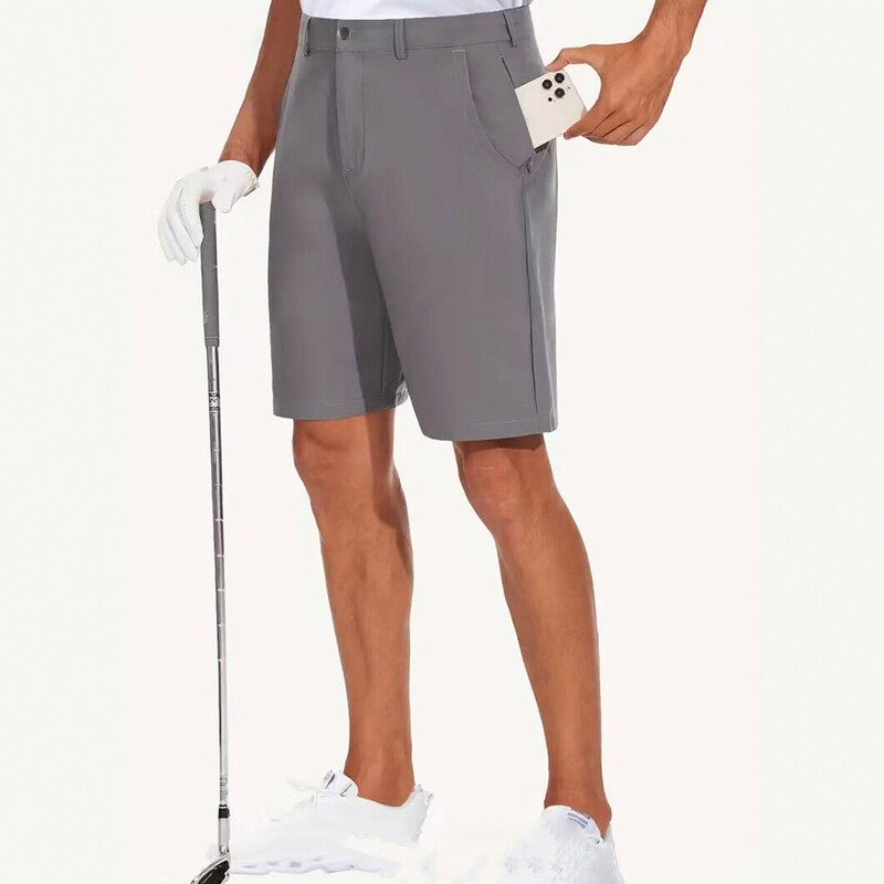 2026 New Cross-Border Men's Golf Shorts, Solid Color Business Casual Shorts, Sports Outdoor Breathable Men's Clothing