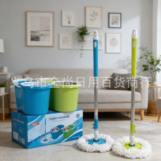 Household Simple Multifunctional Hands-Free Rotating Mop with Dual-Drive Cleaning, Lazy Plastic Spin-Dry Mop