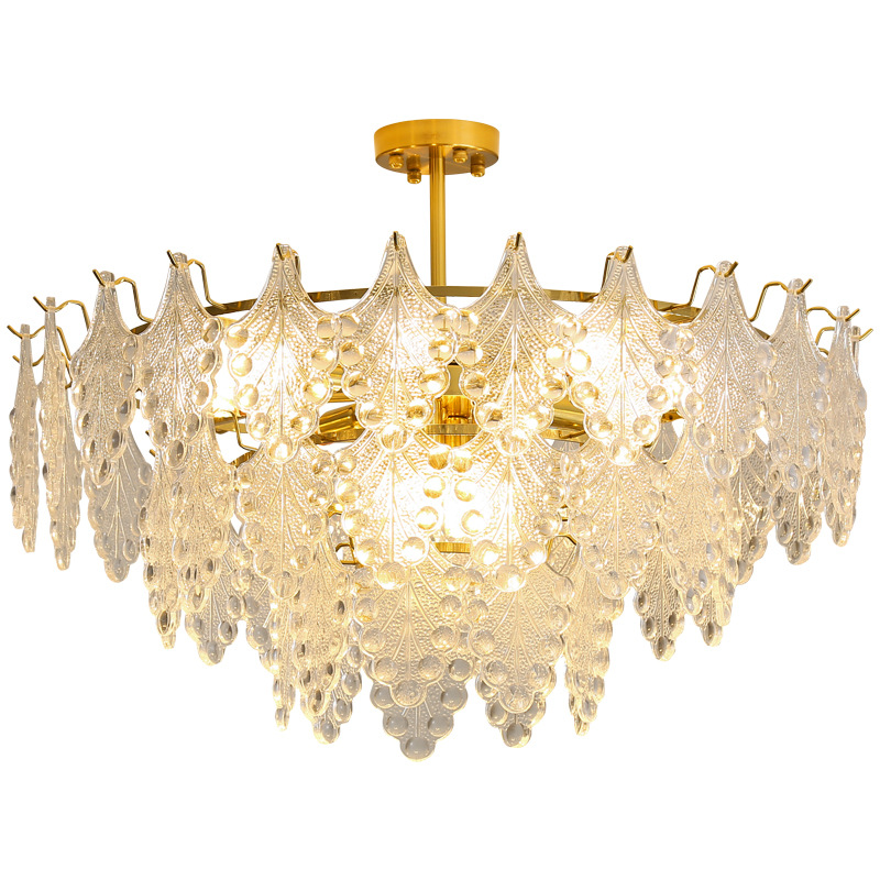 Gran vista jardín lámpara de la sala de estar lujosa francesa lámpara de cristal lámpara de la sala de estar lámpara principal de comedor moderno y simple lámpara de dormitorio 413L