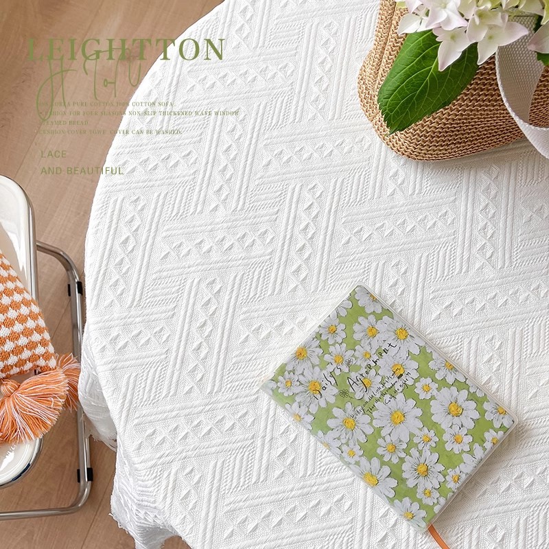 Topa de mesa ligera de lujo alta sensación de algodón y lino blanco francés diseño de cumpleaños mesa redonda rectangular barraca de mesa de té