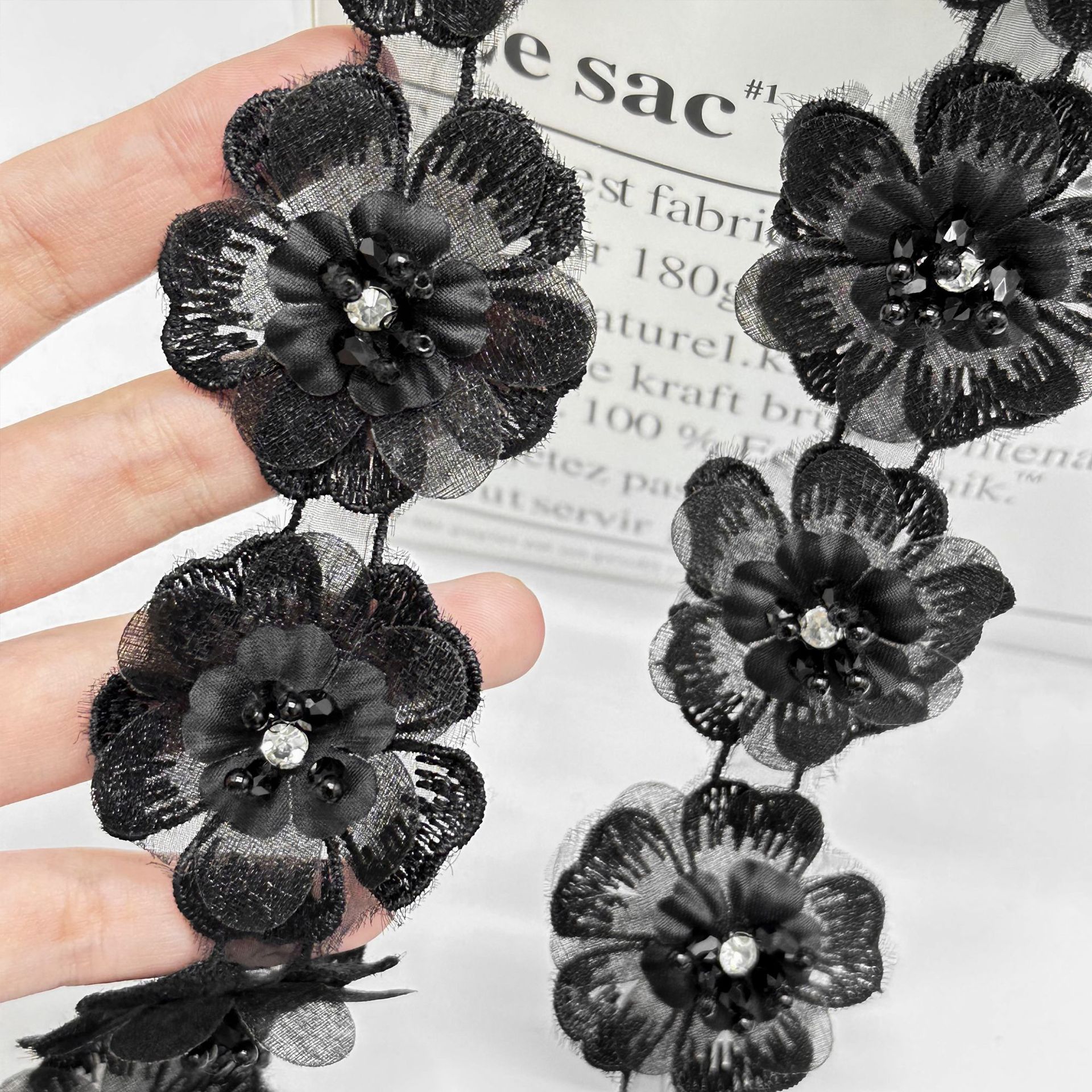 5cm de ancho de tres capas de ergena bordado flores encaje DIY accesorios de ropa vestido de boda ropa infantil accesorios de falda