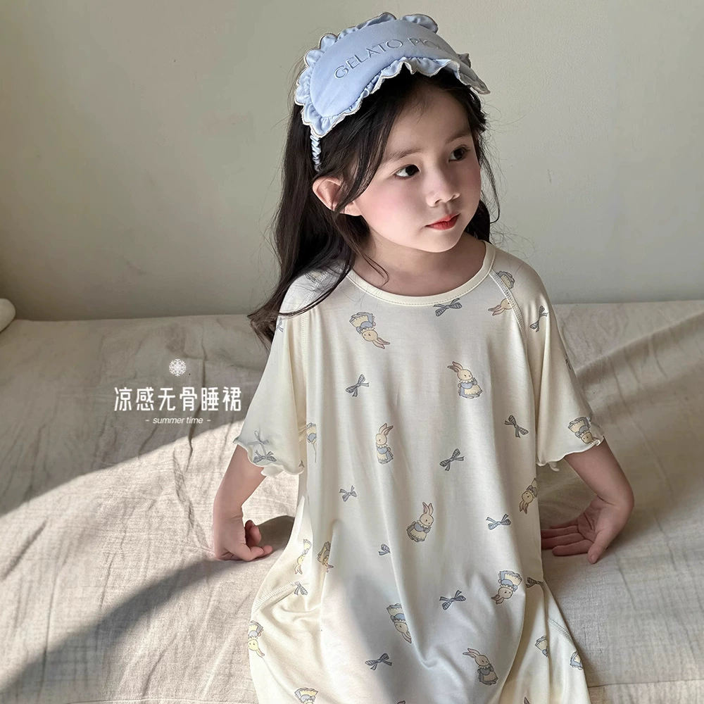 Новая коллекция 2026: Детская ночная сорочка из модала, ультратонкая летняя пижама для девочек и малышей, домашняя одежда для детей среднего и старшего возраста.