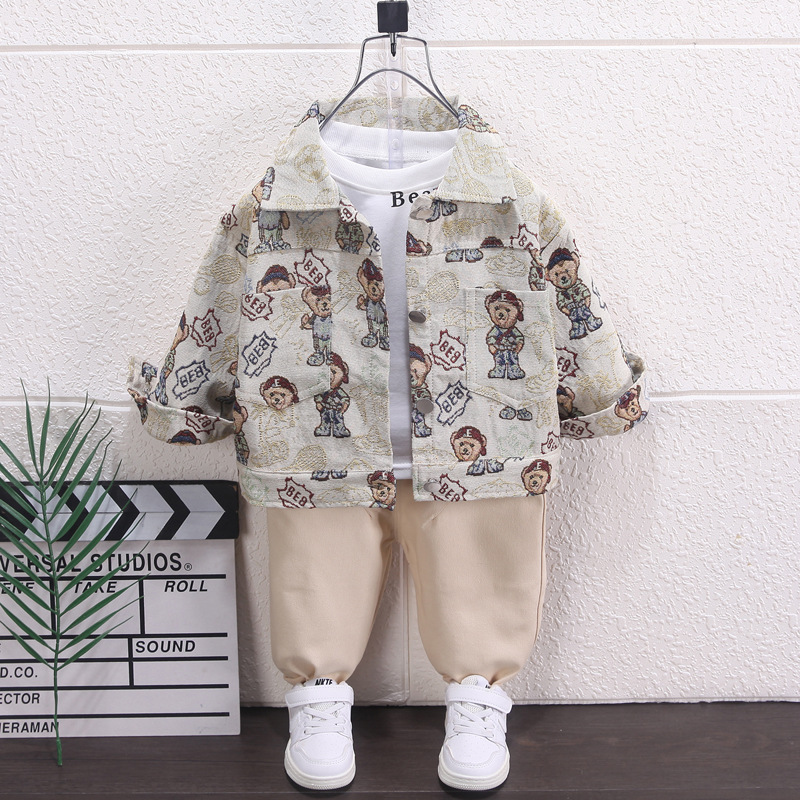 (2개) 용 봄 정장, 긴팔 가디건, 투피스 세트, 남성용 스플릿 복, 봄 가을 아우터, 1세용 한국어 버전