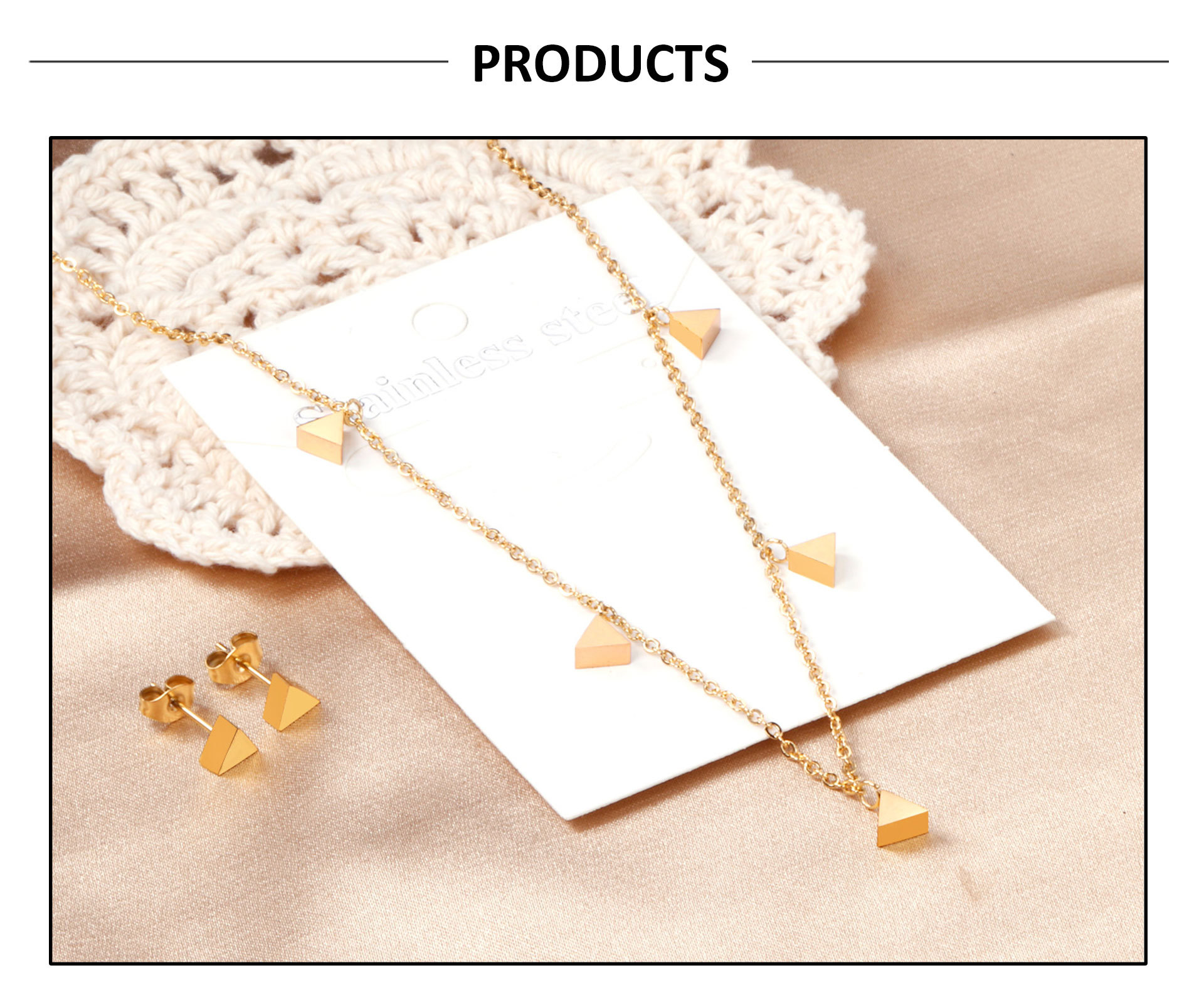 Fashion Star Moon Stainless Steel Plating Earrings Necklace 1 Set