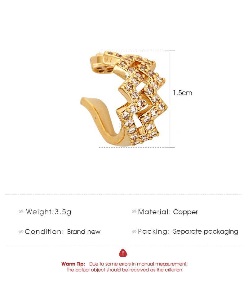 Großhandel Schmuck Diamantwelle Linie Kupfer Ohrclip Nihaojewelry display picture 1