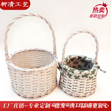 定制儿童柳编水果篮木片手工编织篮子蔬菜提手篮收纳置物