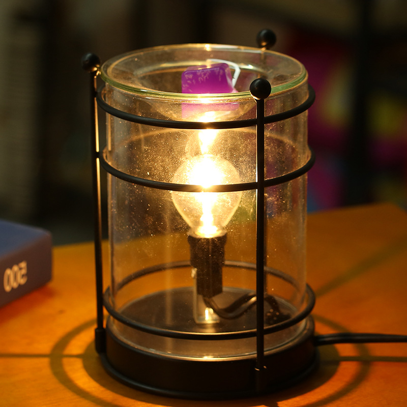 香薰融蠟燈 鐵藝家居臥室無明火精油燈咖啡廳奶茶店裝飾擺件LED燈