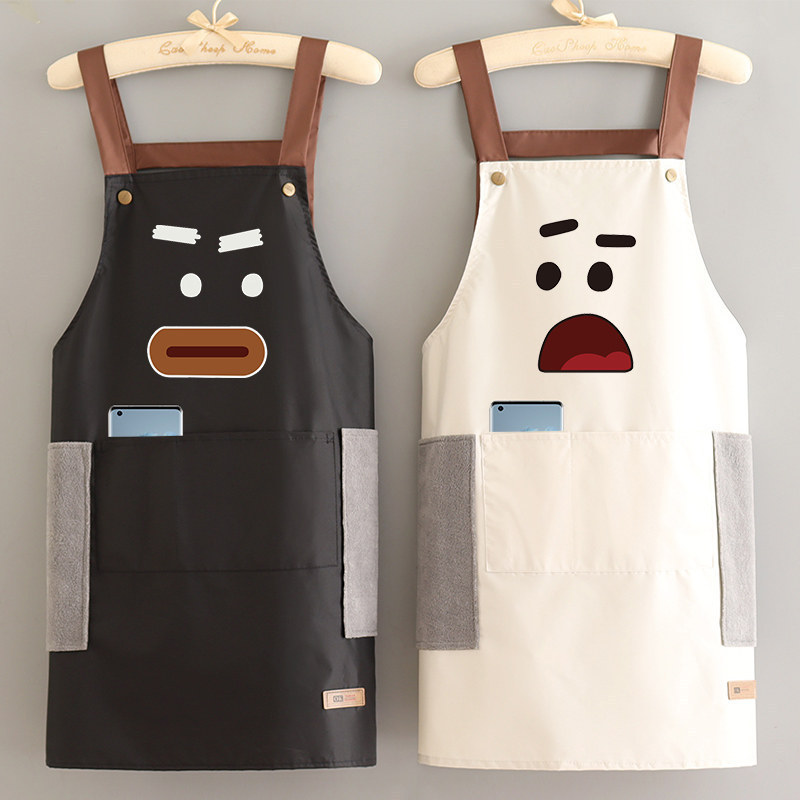 87*70cm Cute and Stylish Cooking Kitchen Apron for Women, Waterproof and Oil-Proof, Creative and Personalized Apron for Home Use