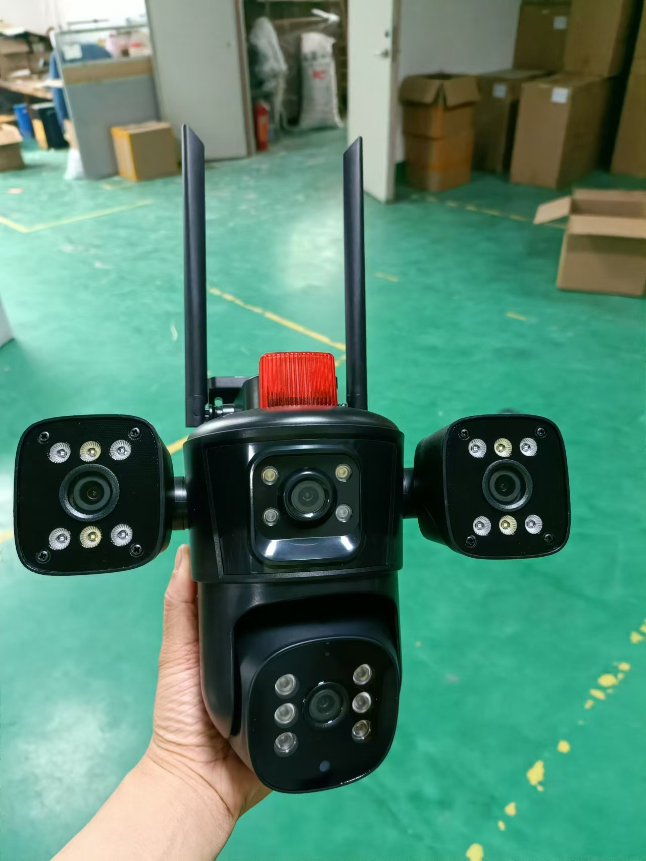 Cámara de vigilancia de tres pantallas de tres lentes Panorama para el hogar al aire libre HD Gun Ball Wifi Cámara de red inalámbrica