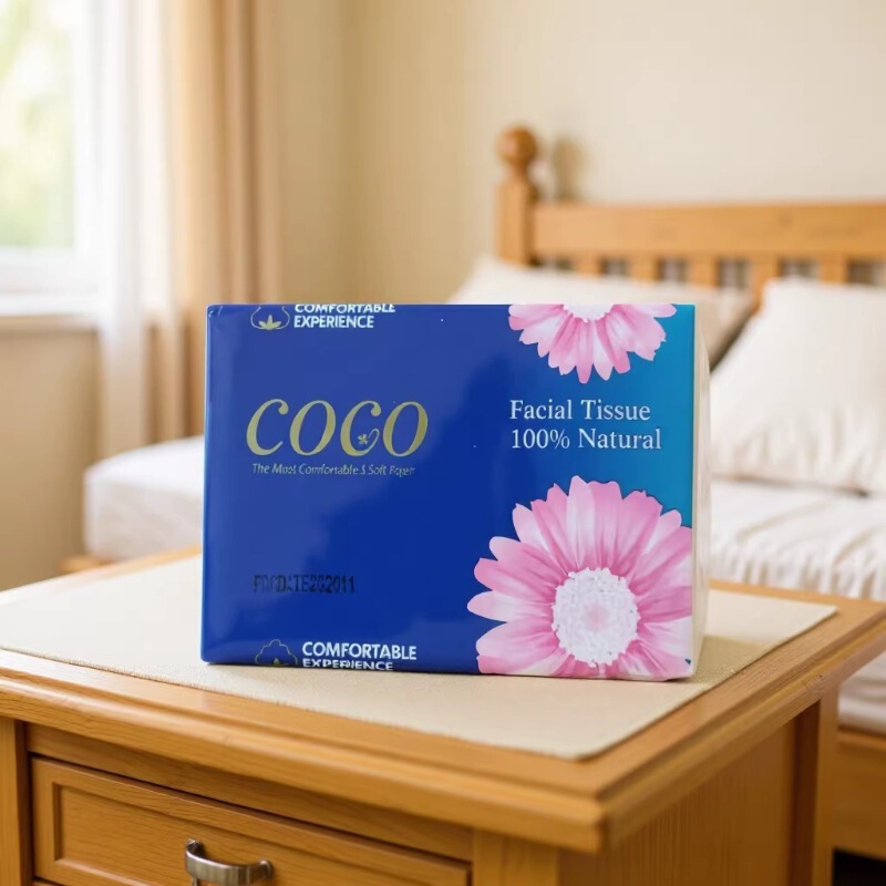 Foreign Trade Tissue Paper Made from Virgin Wood Pulp, Soft and Skin-Friendly, Thickened Facial Tissue with English Packaging, Exported to the United States and Russia