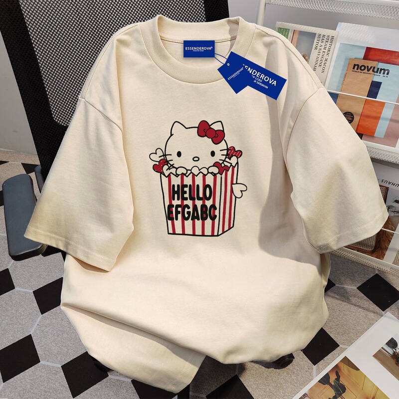 綿 100% アメリカのハローキティキティ猫 Tシャツ半袖ガールズ Tシャツ夏多用途子供の漫画トップ|undefined