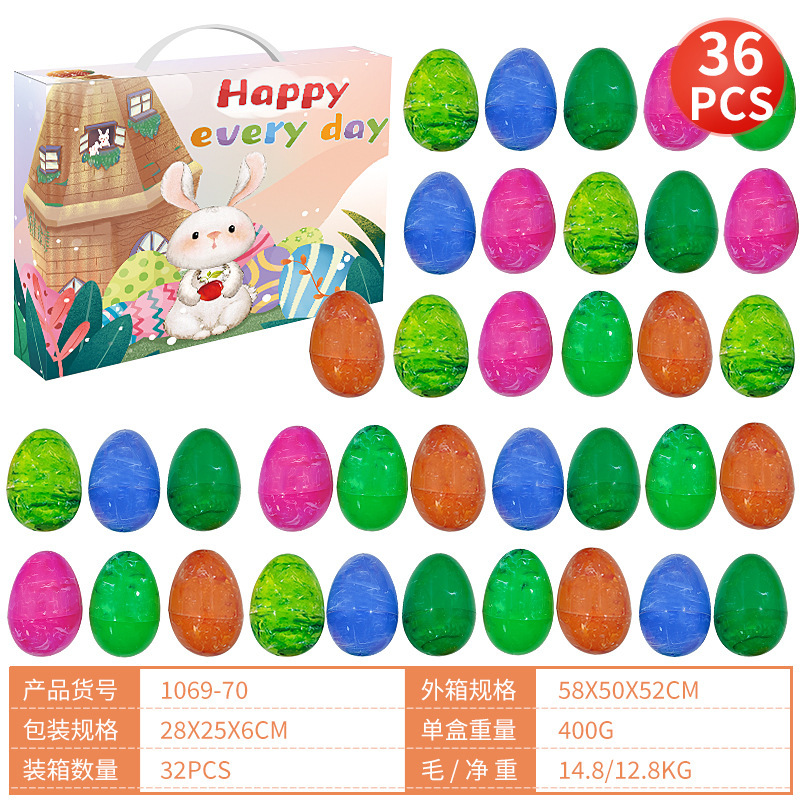 Nuevo producto Huevo de Pascua Impresión Pintado Cáscara de Gata Huevo abierto de plástico Regalo de fiesta Juego de juguetes