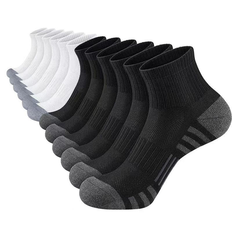 Amazon Cross-Border Men's Outdoor Running Socks Men's Mesh Sweat-Absorbent Breathable Badminton Hiking Sports Socks Wholesale