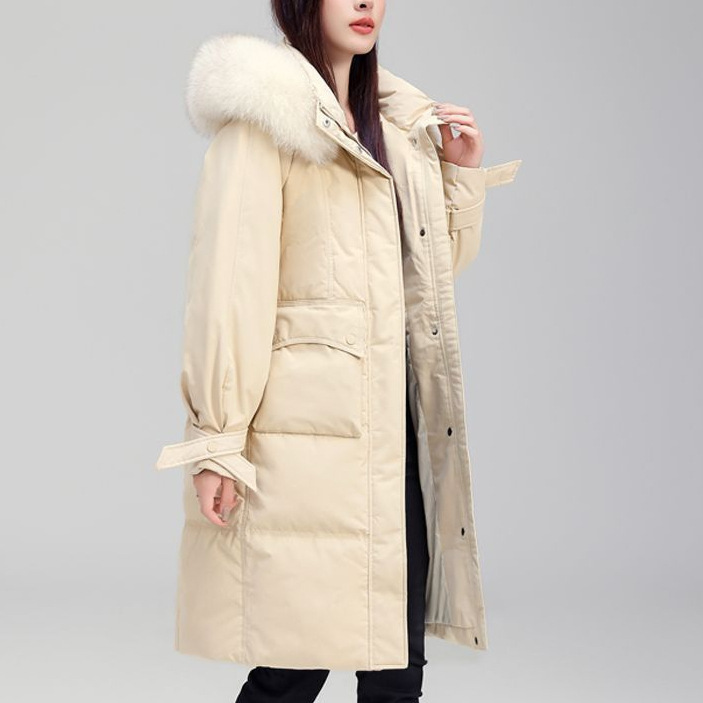 Mid-Length Warm Collar Fox Fur Thickeneded Fashionable 2025 Winter down Jacket Women's White Duck down New Jacket