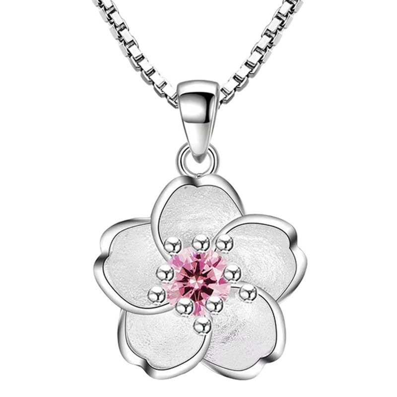 Silver China new Japanese and Korean fresh rose handmade cute peach blossom pendant women's silver plated pendant jewelry manufacturers wholesale