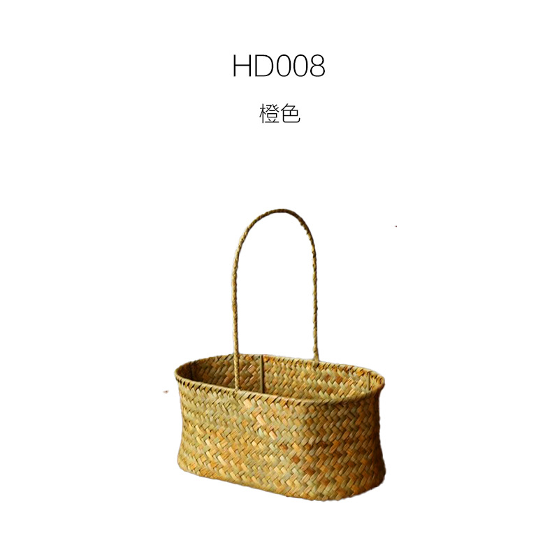 Cesta de flores de ratán de almacenamiento tejido de paja