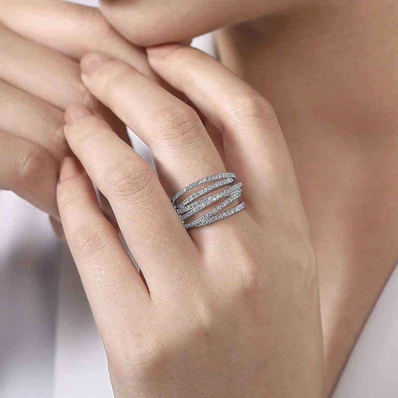 1 Piece Quantity Geometric Lines Copper Hip-Hop Shiny Rings