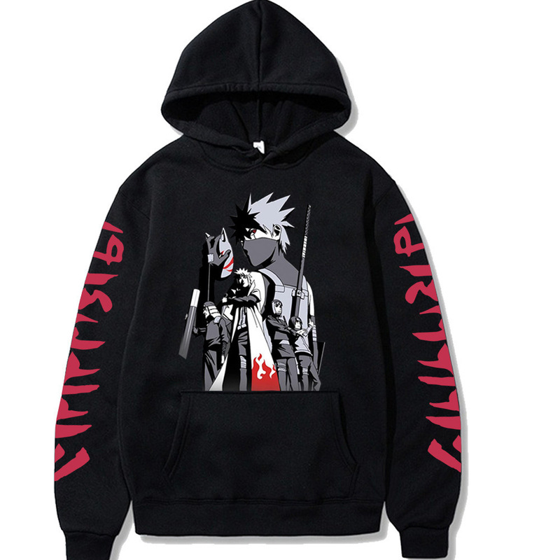 Foreign Trade Amazon Dropshipping Naruto Sasuke Hoodie Sweatshirt Long-Sleeved Large Size Plus Fleece Hoodie Men's Sweatshirt