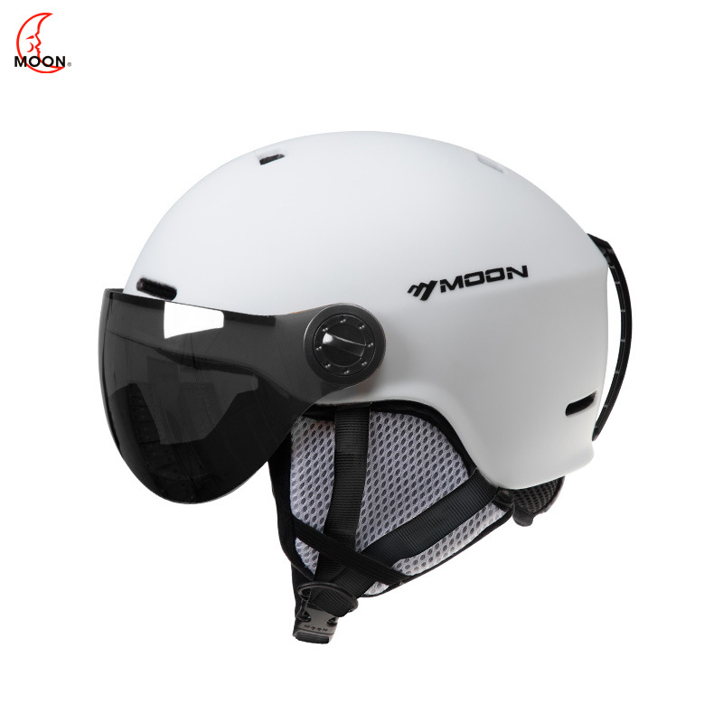 Casco de esquí, equipo para forma de cabeza asiática, equipo de protección, casco rígido para hombres y mujeres, anticolisión, con gafas, casco de ciclismo de montaña moldeado de una sola pieza.