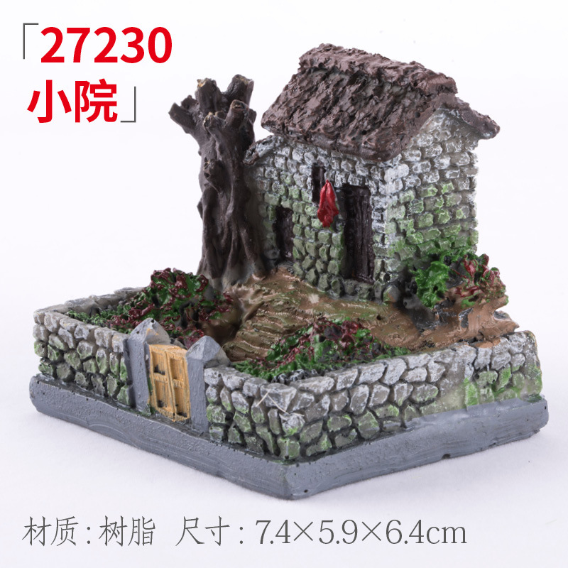 Pecera, rocalla, piedra absorbente, piedra de agua, casa, casa, casa, cabaña, micro paisaje, decoración carnosa, decoración de cerámica