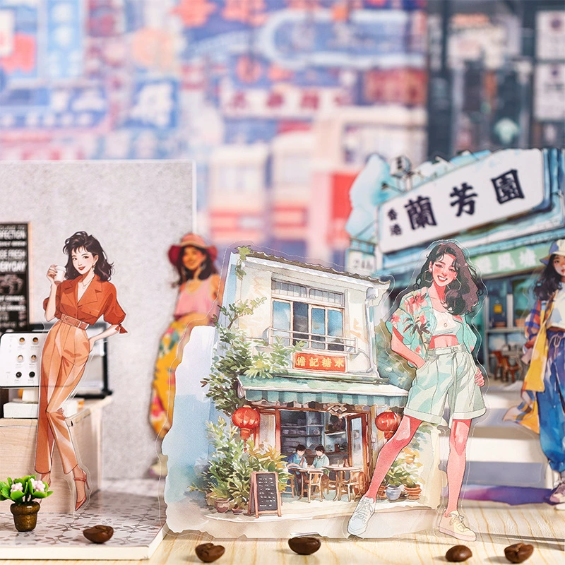 Кросс-бордер ЗАК Sticker Pack Hong Kong Style Series Creative Pet Character Handbook Material Stickers 10 картинок