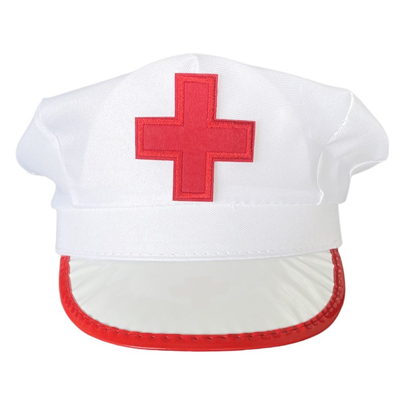 Halloween Sweet Style Octagonal Nurse Hat Red Cross Holiday Accessories Cosplay Props Sun Hat