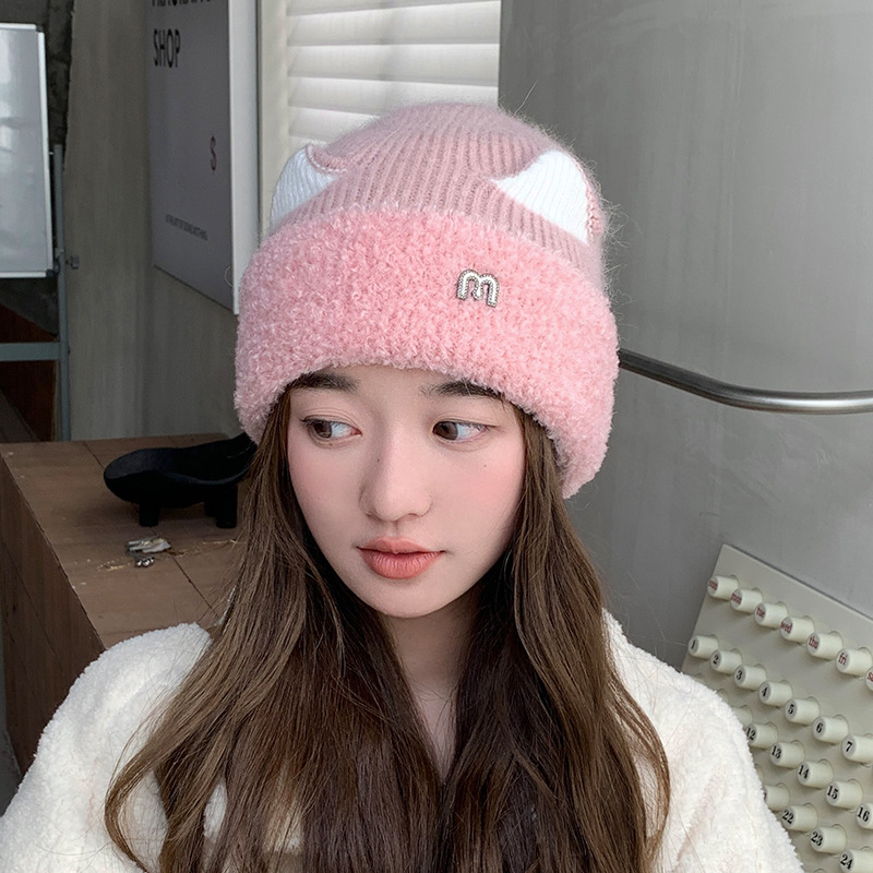 Zimowa damska bluza z nadrukiem M, słodka i urocza, z polaru, z dzianiny, z uniwersalną ochroną słuchu i zimową czapką_voghion.com