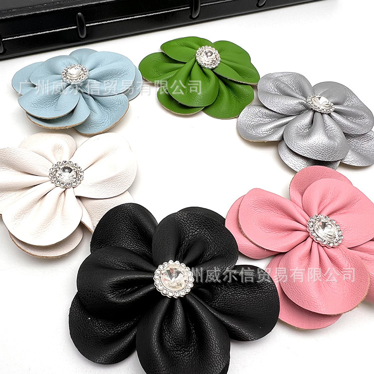 【PU皮花朵】发夹袜子鞋帽服装DIY饰品辅料 厂家现货批发FL203