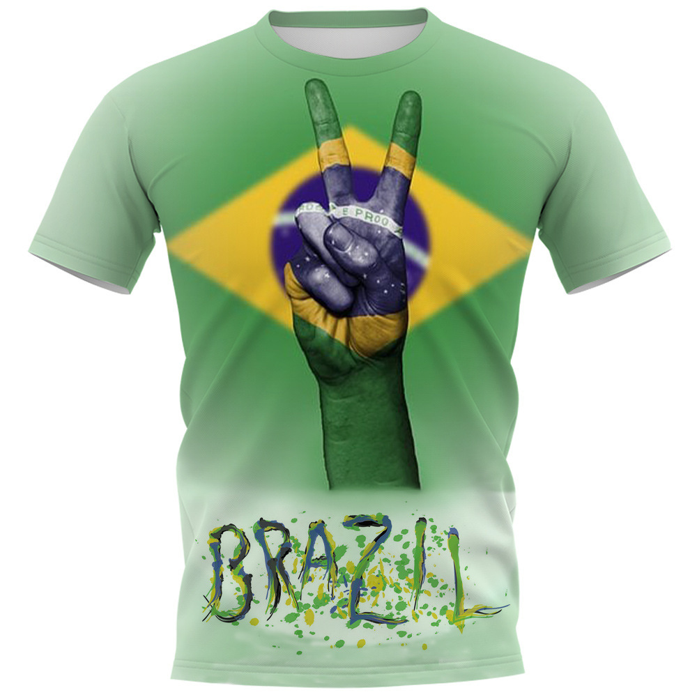 Camiseta de cuello redondo de bandera nueva transfronteriza Camiseta de cuello redondo con impresión digital 3D Top de hombre casual más tamaño camisa de manga corta