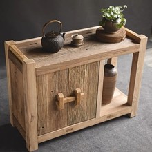 新中式餐边柜老榆木橱柜茶水柜餐柜客厅实木复古做旧风收纳储物柜