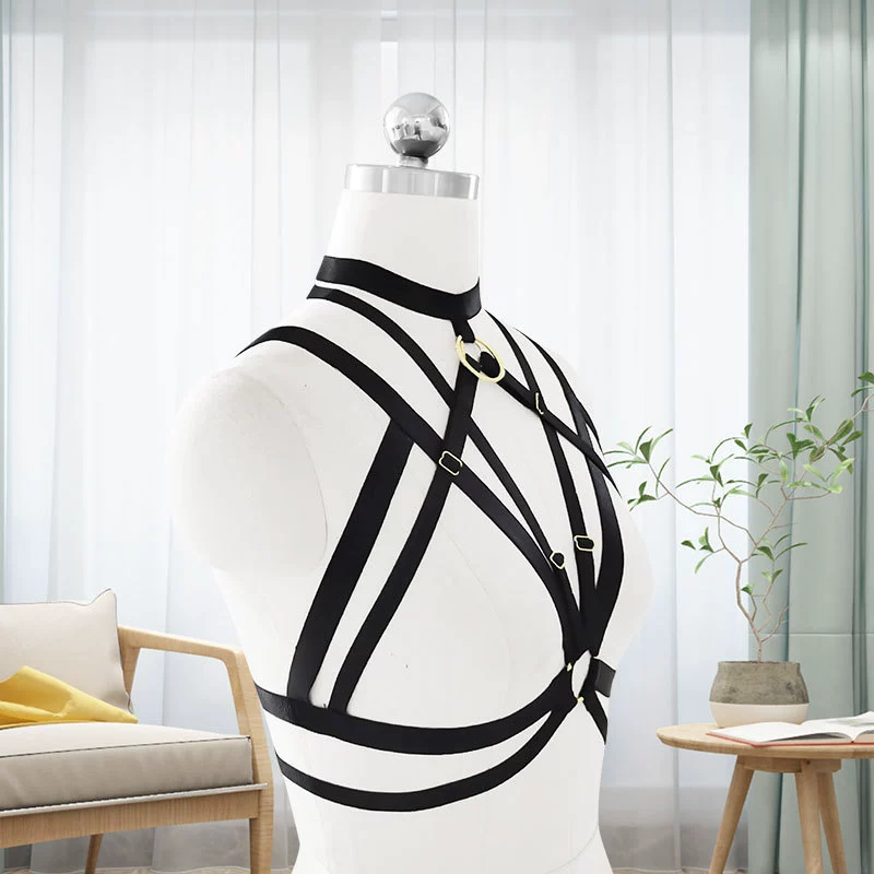 Harness, black bra, elastic bullet, underwear, lifting effect, Gothic