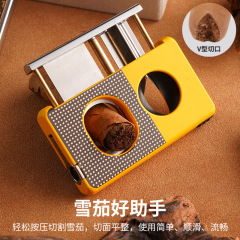 新しいプロフェッショナルメンズシガーテーブルポータブルハイエンドシャープV字型シガーナイフギフトレザーシガーカッター