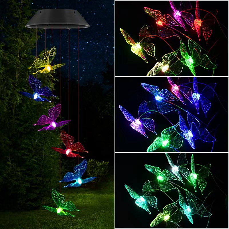 Nueva Bola de partículas solares al aire libre carillón de viento luz LED colibrí Cadena de luz interior patio paisaje Luz Jardín