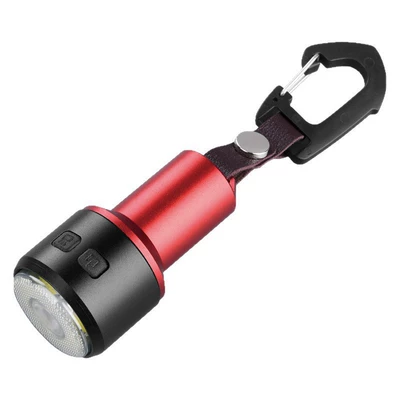 New mini flashlight with strong light and long battery life, outdoor rechargeable multifunctional work light, small portable keychain (UV fənərlər) - x91-red-keychain-color-box