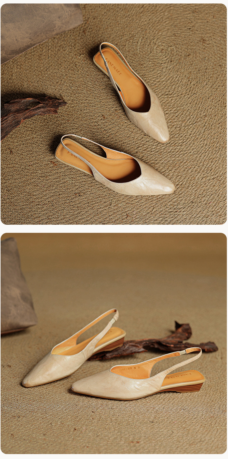 Sandal nữ da bò mũi kín quai sau đế bệt phong cách Hàn Quốc — đen chi tiết 24