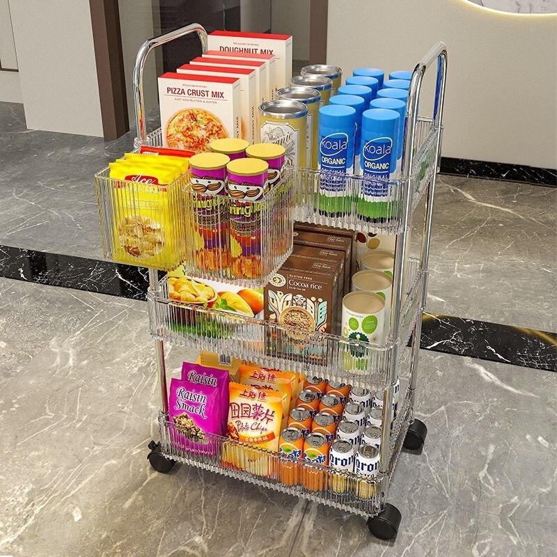 Acrylic Storage Rack Trolley Floor-Standing Snack Storage Kitchen Multi-Layer Mobile Bathroom Bathroom Bedside Storage