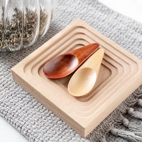 Household small spoon ice cream spoon wooden Japanese creative solid wood milk powder spoon short handle teaspoon manufacturer wholesale