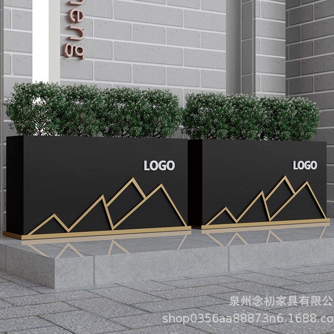 戸外鉄芸花箱組合せ販売部商店街は緑化花壇カフェ街のステンレス花溝を遮断している