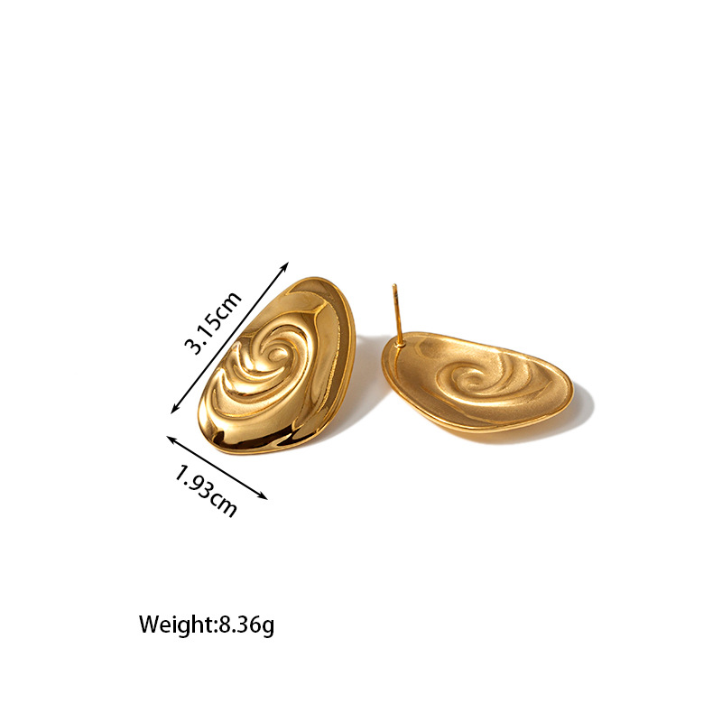 Real Gold Plated Plating Material Ear Studs Classification 1 Pair Retro Classic Style Geometric Letter Plating 304 Stainless Steel 18K Gold Plated Ear Studs