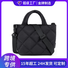 亚马逊新款绗缝时尚洋气旅行便捷菱格尼龙女士手提包单肩斜挎包