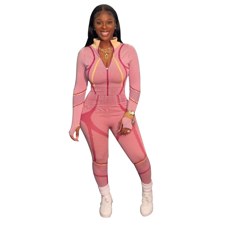 315g Weight Long Sleeve Sleeve Length Spandex, Polyester Fabric Type Pant Co-ord Set Sets Type 2 Pieces Set Quantity Sports Occasion Standing Collar Neckline Sports Function Skinny Fit Type Geometric Pattern Autumn Season Women's Gender Sports Style Sports Women's Sports Geometric Spandex Polyester Pant Co-ord Set Pants Sets 20