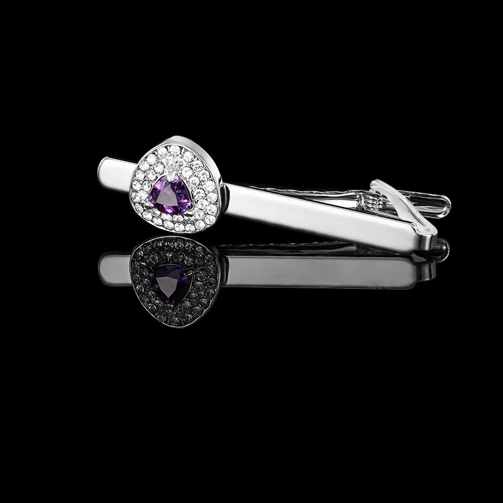 light luxury crystal zircon tie clip tie accessories diamond cufflinks men and women business cuff nails tie clip set_voghion.com