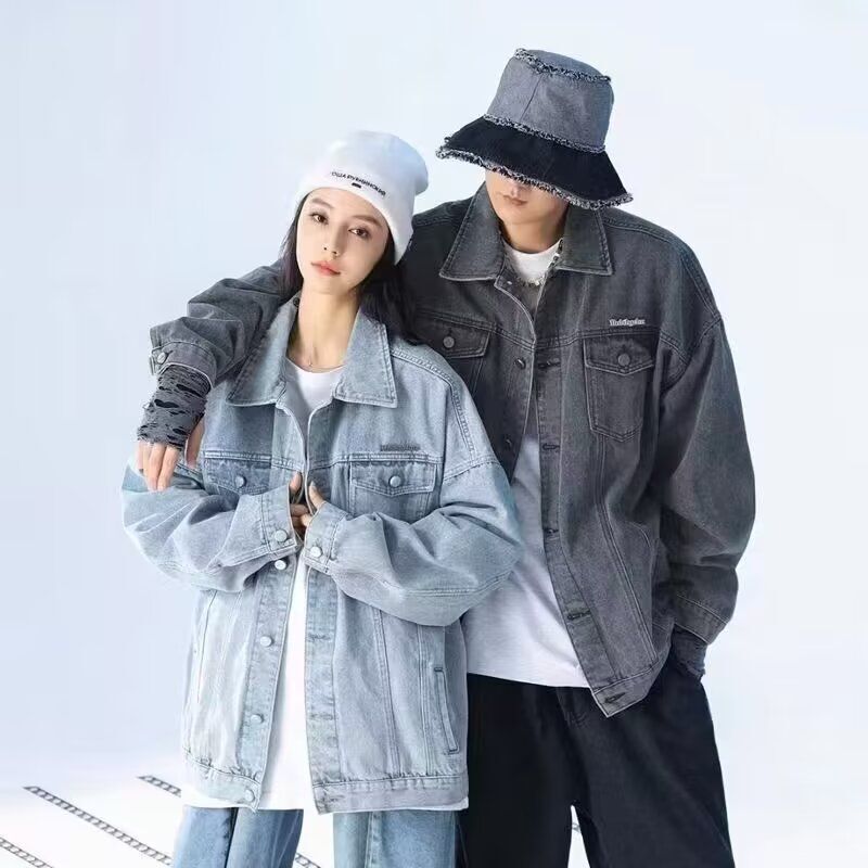 春と秋のデニムジャケットメンズトレンディブランドルーズカジュアルハンサムジャケット多用途メンズトレンディな香港スタイルのトップ服|undefined