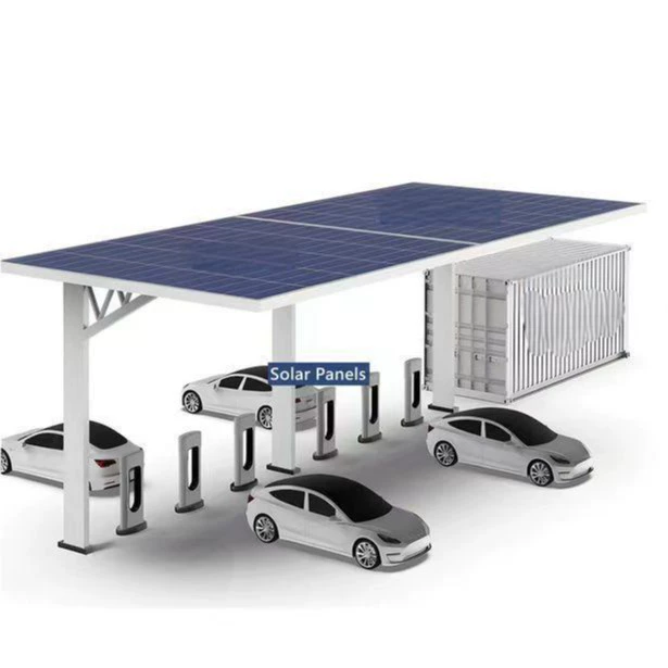 Фотоэлектрические навесы для автомобилей с накопителем энергии, PCS, зарядная станция постоянного тока, горячая продажа в Европе и Америке