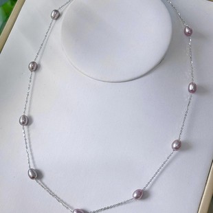 5-6mm Freshwater Seedless Pearl S925 Silver Necklace Women's Baby's Breath Clavicle Chain Necklace for Girlfriend Niche Design