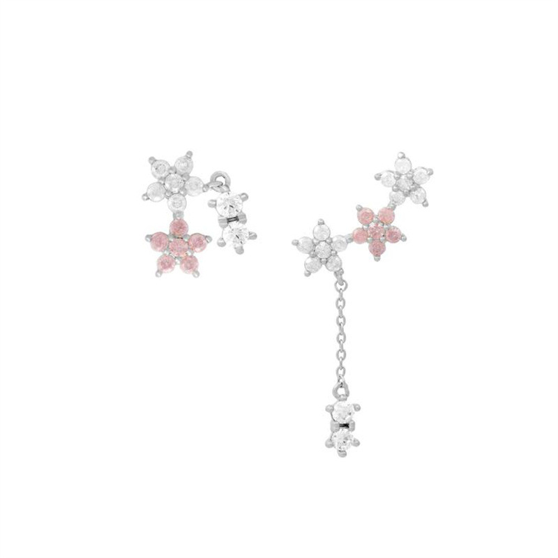 Fashion Flower Creative Long Micro Inlaid Zircon Copper Earrings Wholesale