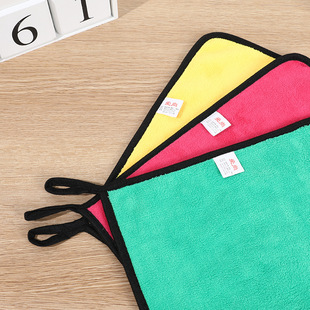 Double-sided coral fleece 52g 30*30 absorbent non-stick oil dish towel kitchen cleaning cloth dish cloth rag wholesale