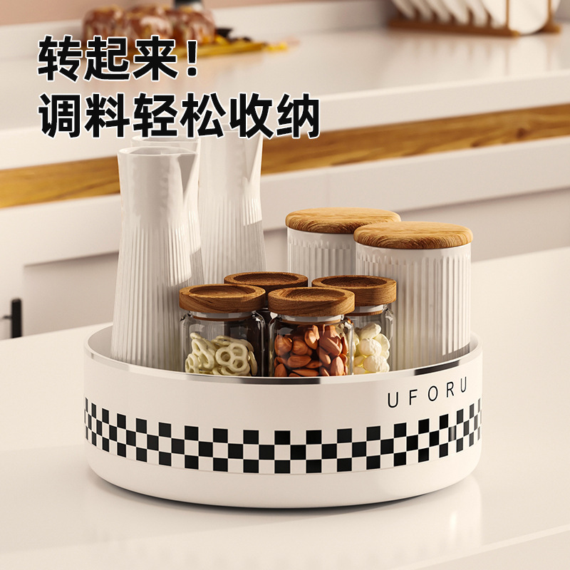 旋转调料置物架厨房台面多功能油盐酱醋调味料用品大全收纳盒托盘|undefined
